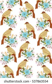bird and flower pattern