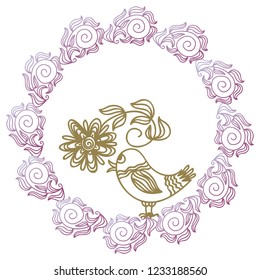 Bird with flower. Vector illustration