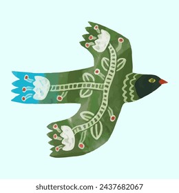 Bird and flower, watercolor painting. vector illustration of animal collection. isolated. freedom concept artwork.