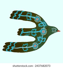 Bird and flower, watercolor painting. vector illustration of animal collection. isolated. freedom concept artwork.