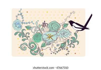 Vogel und Blumen
