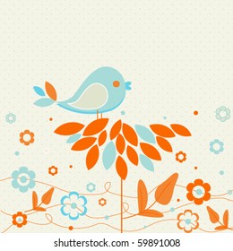 Bird and flowers