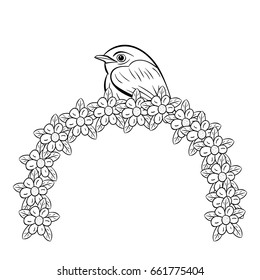 bird and flowers