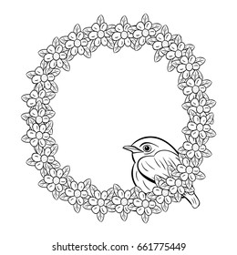 bird and flowers