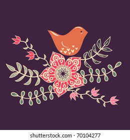 bird in flowers
