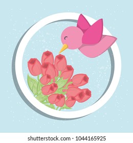 Bird and flowers design