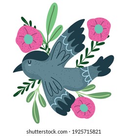 flores de pájaro bifurcación vectorial natural ilustración aislado estilo