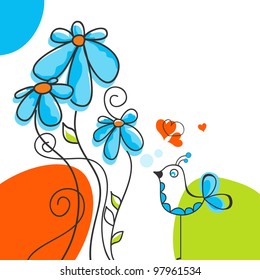 Bird and flowers love story