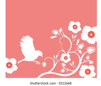 bird with flowers vector