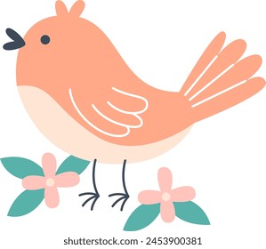 Bird And Flowers Vector Illustration