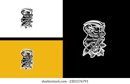 diseño de líneas vectoriales de aves y flores