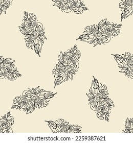 Bird and flowers vector pattern. illustration for fabric, wallpaper, cover, cards, pet products and other. - VECTOR