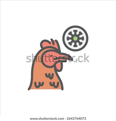 bird flu filled outline icon. chicken pox color line illustration.