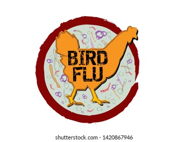 Bird Flu Sign For Awareness Camapign Poster. Editable Clip Art. 