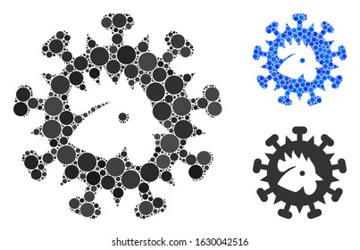 Bird flu virus mosaic of filled circles in various sizes and color tones, based on bird flu virus icon. Vector filled circles are combined into blue mosaic.