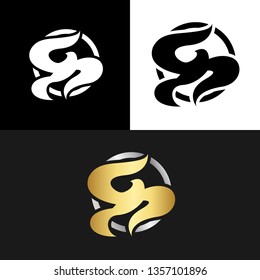 Bird Fly Abstract Gold Silver Icon Logo