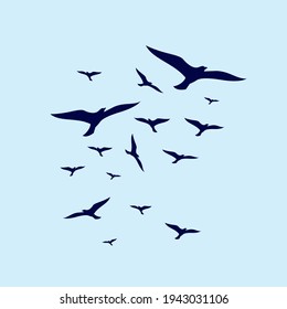 bird fly in formation simple design