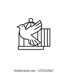 bird fly, freedom, after coronavirus line illustration icon on white background