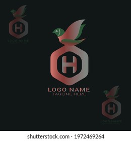 Bird Fly h Letter logo, Hummingbird Logo Design Inspiration Vector Stock With Letter H Initials Style Concept.