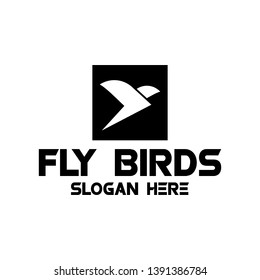 bird fly logo concept black and white
