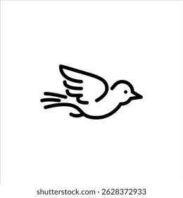 Bird fly outline icon. Bird fly black line illustration.