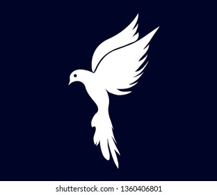 Bird fly silhouette white logo design.