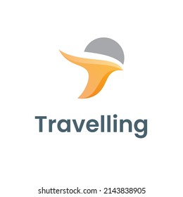 Bird Fly Wing Sun Travel Tourist Vector Abstract Illustration Logo Icon Design Template Element