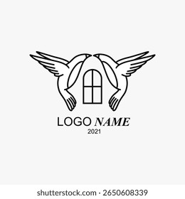 Bird flying. Animal icon. House Logo and Brand Design