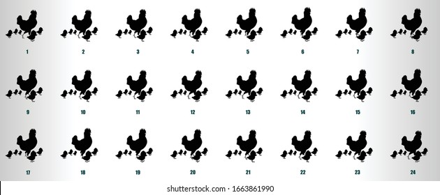 Bird flying animation sequence silhouette, loop animation sprite sheet