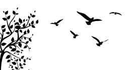Vogel, Der Um Einen Baumzweig Fliegt, Vektorgrafik