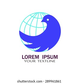 Bird flying to around the world ,Delivery and shipping symbols