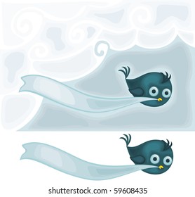 bird flying with banner for your text