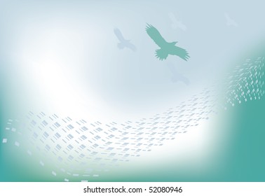 Bird flying in blue background