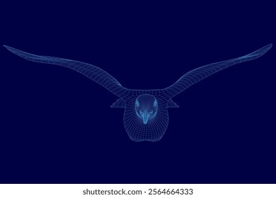 Bird flying in a blue sky. The bird is the main focus of the image, and the blue sky serves as a beautiful background