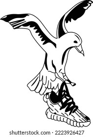 Bird Flying Carrying Sneaker - (Editable file) Vector Illustration