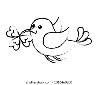 bird flying with clover in beak