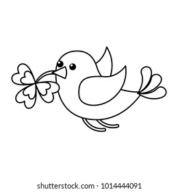 bird flying with clover in beak outline