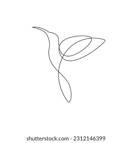 Pájaro Volando Un Dibujo De Una Línea Continua. Dibujo de una línea con logotipo simple para aves. Ilustración del contorno minimalista de Hummingbird. EPS vectorial 10.