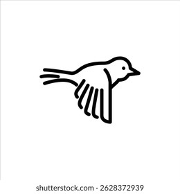 Bird flying fast outline icon. Bird fly black line illustration.
