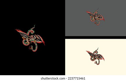 bird flying fighting with snake vector artwork design