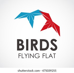 Bird of flying flat logo design vector template and abstract sky business symbol of company identity Logotype concept icon.