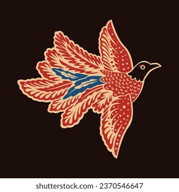 ilustración decorativa vectorial de icono de vuelo de pájaro	