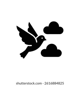 Bird Flying Into Cloud Symbolizing Mystery or Adventure