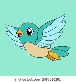 Bird flying isolated on white background
