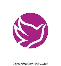 Bird flying logo. dove icon abstract. pigeon vector design template.