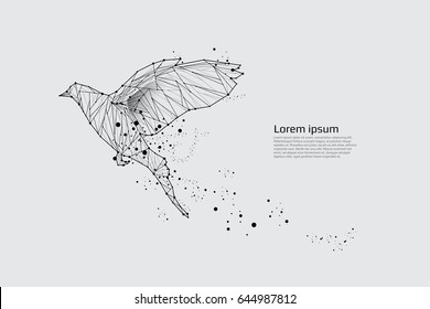 The bird flying with motion and effect. line dot design. vector illustration