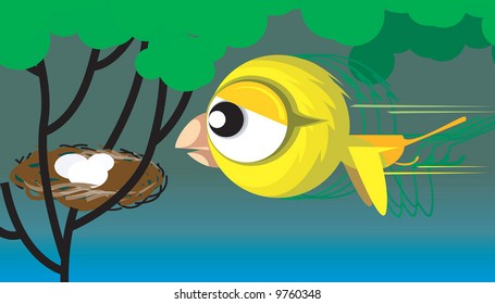  bird flying to the nest	