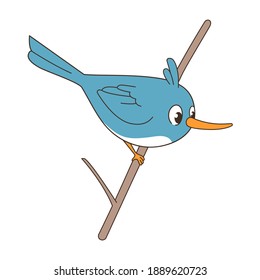 A Bird is flying. A bird is on a branch. Bird in flight isolated on a white background. EPS 10 Vector