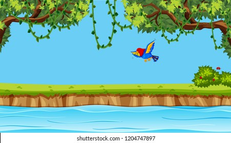 Bird flying on nature background illustration