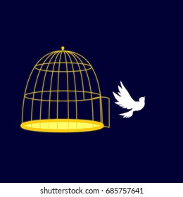 
Bird flying out of the cell vector